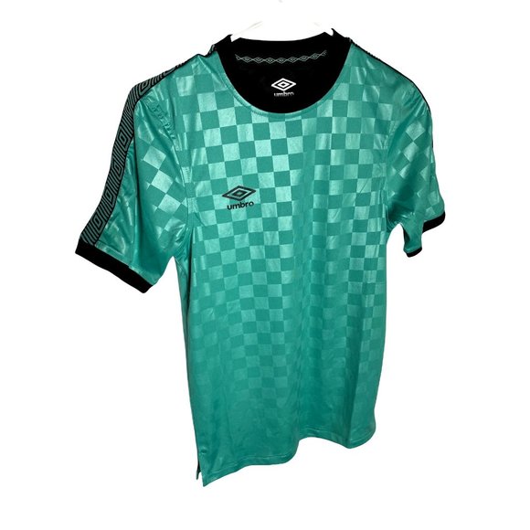 Umbro Check Diamond Performance Short Sleeve Shirt Mint Green/Black Size… - Picture 1 of 9